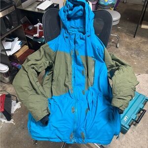 Blue and Green Hooded Jacket